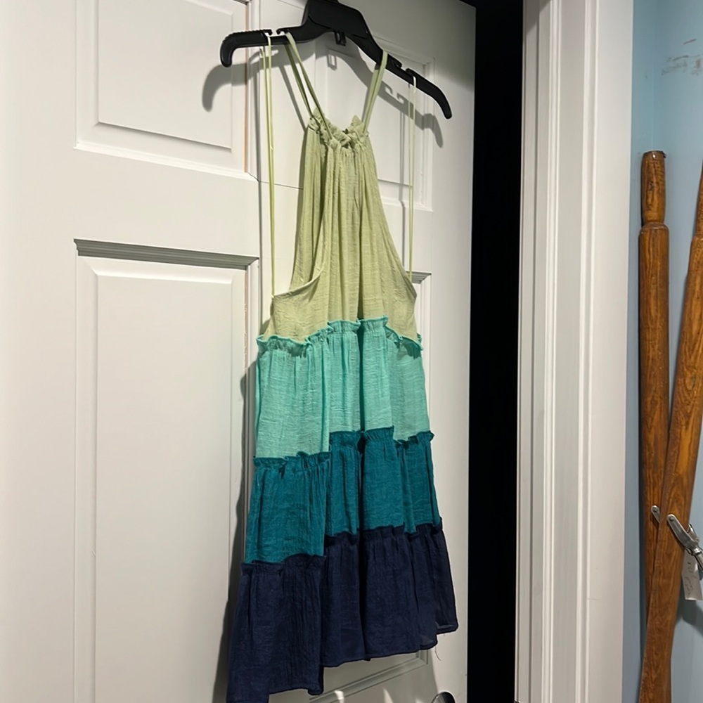 Ruffle Multi Color Sleeveless Tunic, New with Tags, adjustable straps & neck